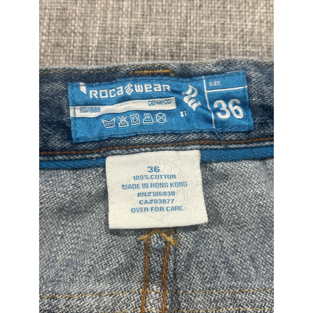 Vintage Rocawear Jeans Mens 36x33 Baggy Fit Y2K Streetwear Blue Denim - Picture 10 of 16